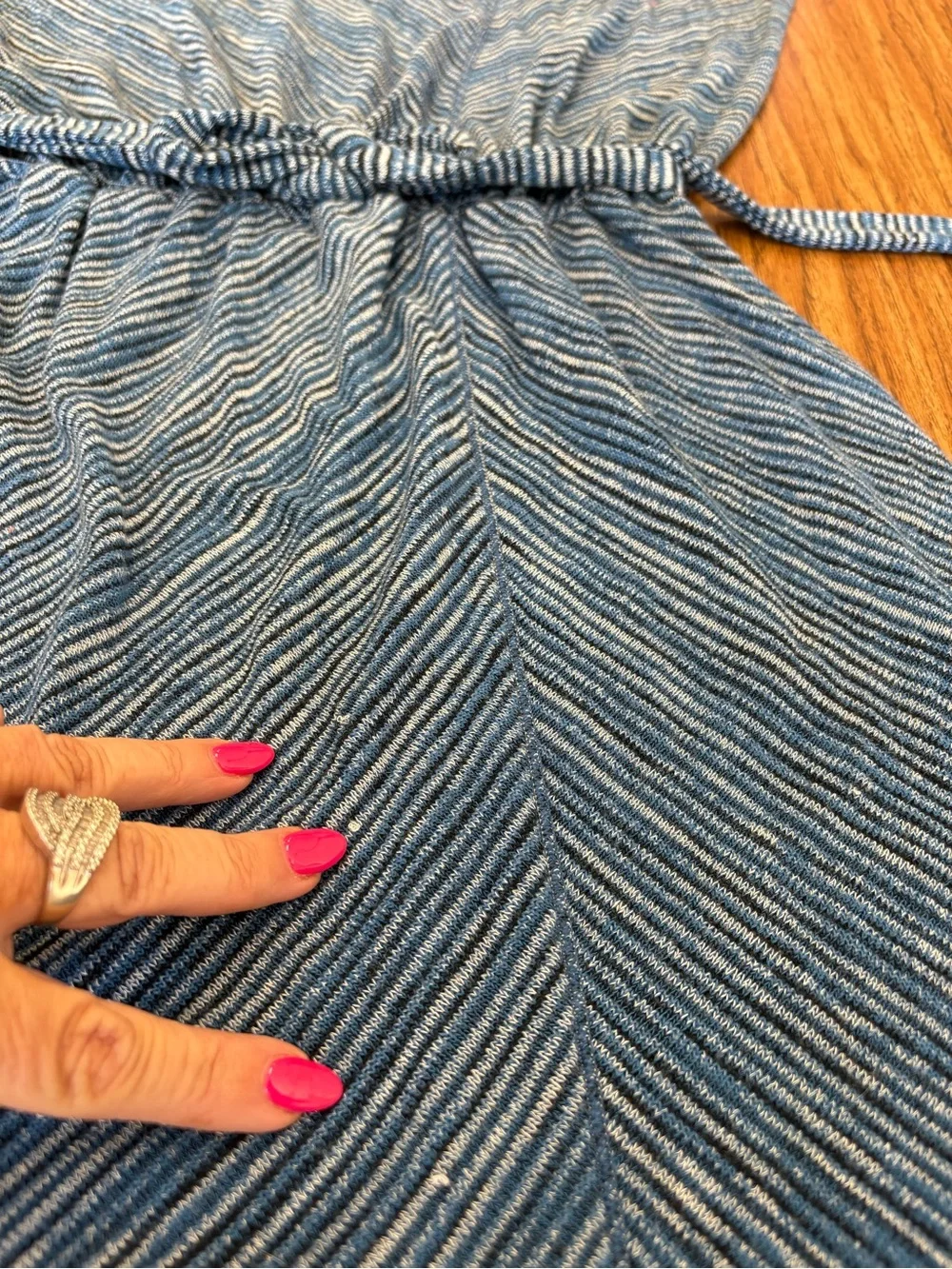 Max Studio Blue and White Striped Knit Dress